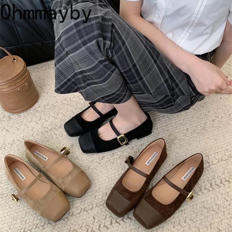 

Дизайнерские женские туфли на плоской подошве с квадратным носком, Модные Туфли Мэри Джейн с закрытым носком, женские элегантные туфли на мягкой подошве, уличная стильная обувь