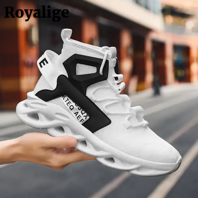 Sneakers Men Vulcanized Shoes Casual Breathable High Top Sports Shoes for Men Increase Running Solid Color Tennis Cool Boots New 2