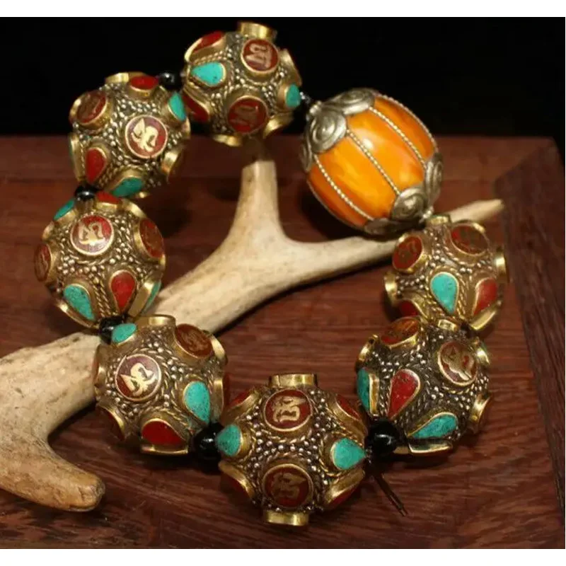 pure-copper-turquoise-beeswax-handmade-bracelet-exquisite-chinese-bracelet-472