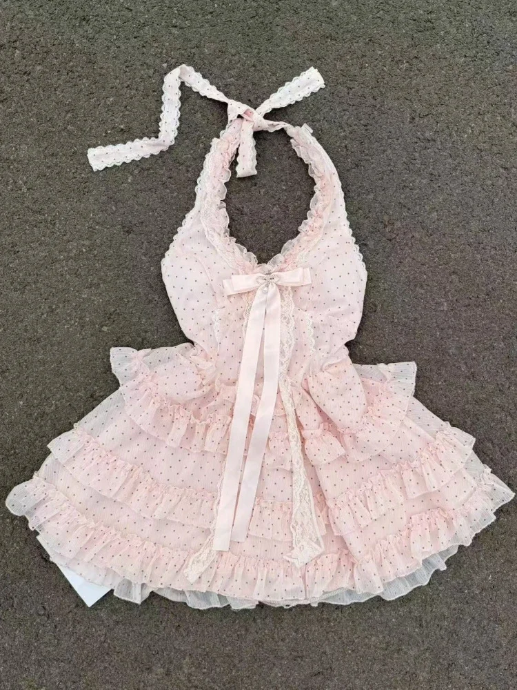 Sweet Japanese Style Tiered Sleeveless Dress with Polka Dots Cute Mini Cake Dress Summer Casual Feminine Outfit for Women New 4