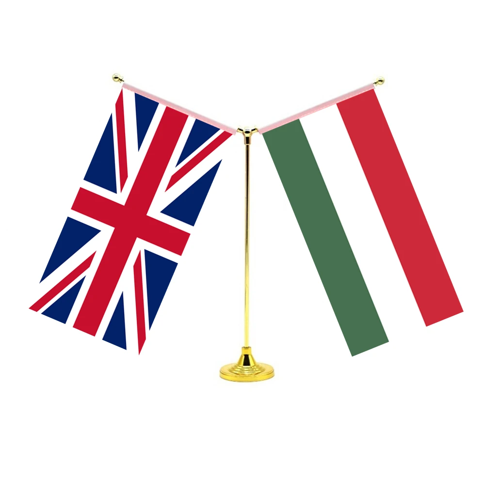 

Миниатюрный флаг Magyarorszag, Настольная стоячая дружба с двумя флагами Великобритании, Великобритании и Венгрии, 14 х28 см