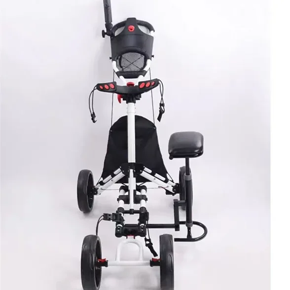 High Quality Golf Push Pull Cart With Seat Lightweight Foldable 4 Wheels Golf Trolley