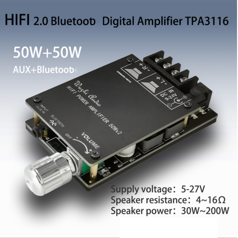 ZK-502C Upgraded APP HIFI Level 2.0 Stereo Bluetooth Digital Amplifier Board TPA3116D2 50Wx2 502C
