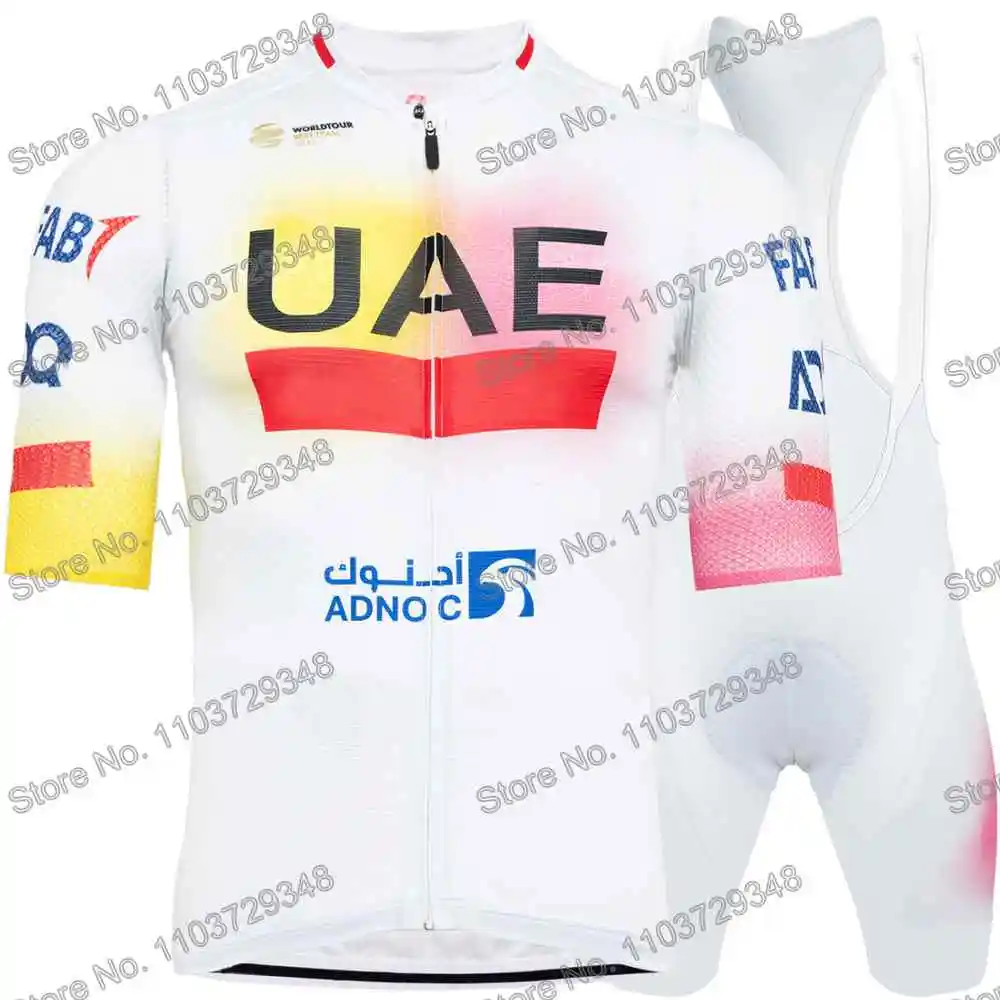 UAE Team 2024 Italy Tour France Tour Cycling Jersey Men's Set Summer Cycling Clothing Pink Road Bike Shirt Suit MTB Bib Shorts 3
