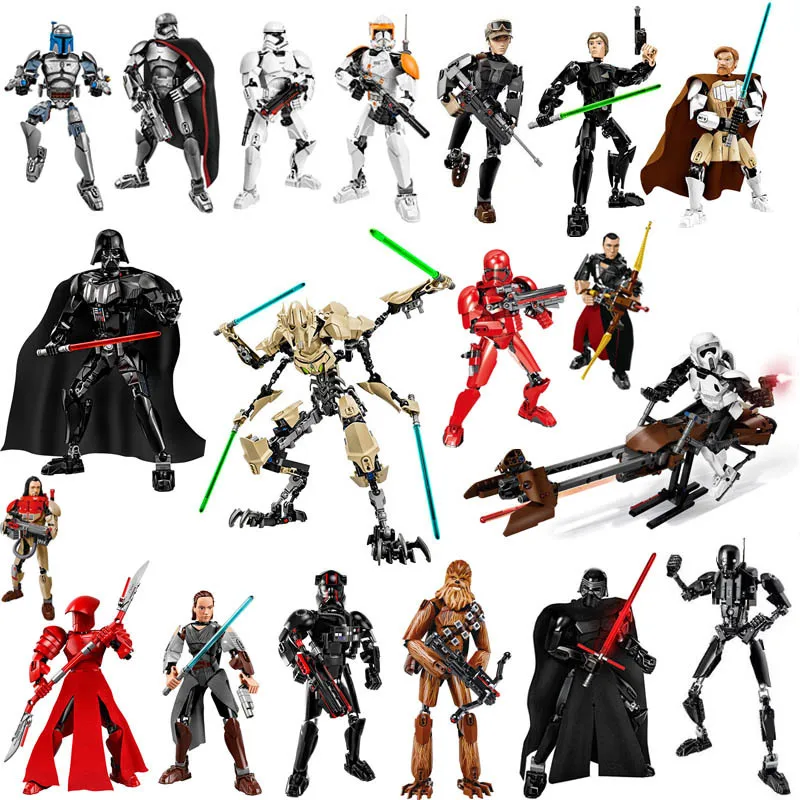 Han Solo General Grievous Elite TIE Fighter Pilot Boba Fett Darth Vader Maul MOC Building Blocks Classic Movie Model Bricks Toys |