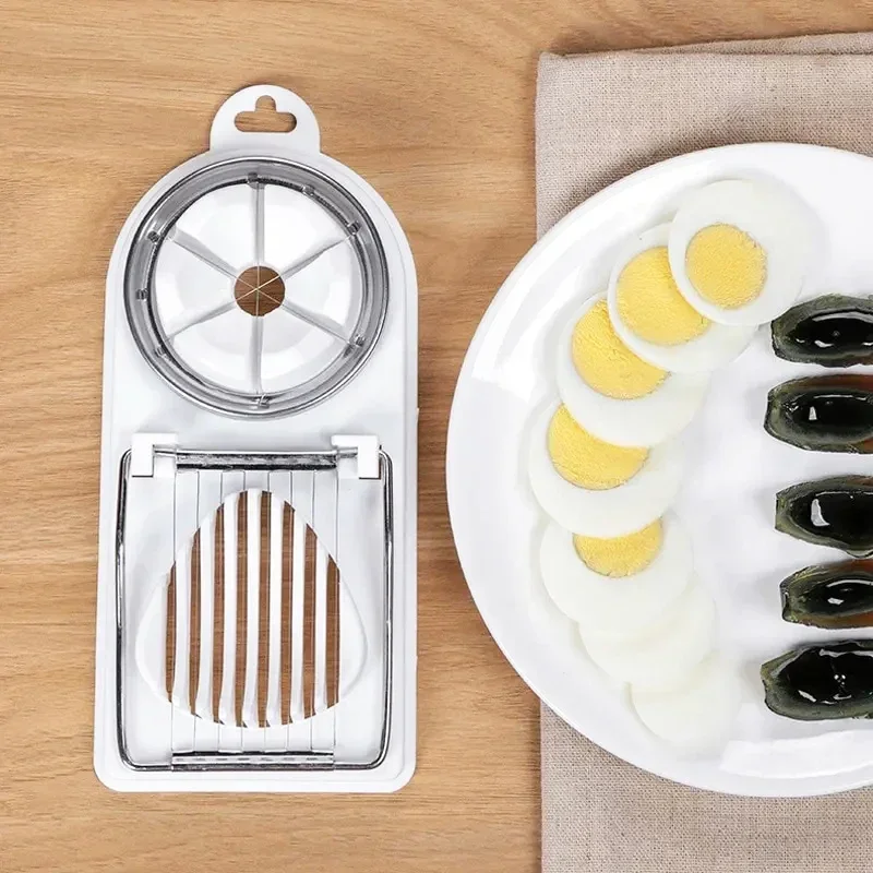Multifunctional Egg Slicers Stainless Steel Slicer Fancy Splitter Egg Cutting Tool Home Two In One Egg Cutter Kitchen Gadgets