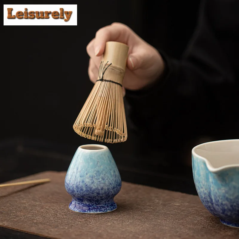 Kiln-transformed Ice Flower Ceramic Matcha Bowl Whisks Standing Bowls Tea Ceremony Accessories Equipment Tea Set Craft Supplies