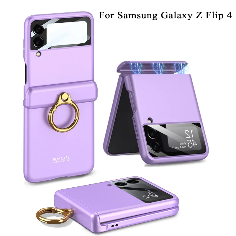Funda para Samsung Z Flip 4: [Protección completa de bisagra] Funda delgada  para teléfono con protección de pantalla incorporada, protección de llave