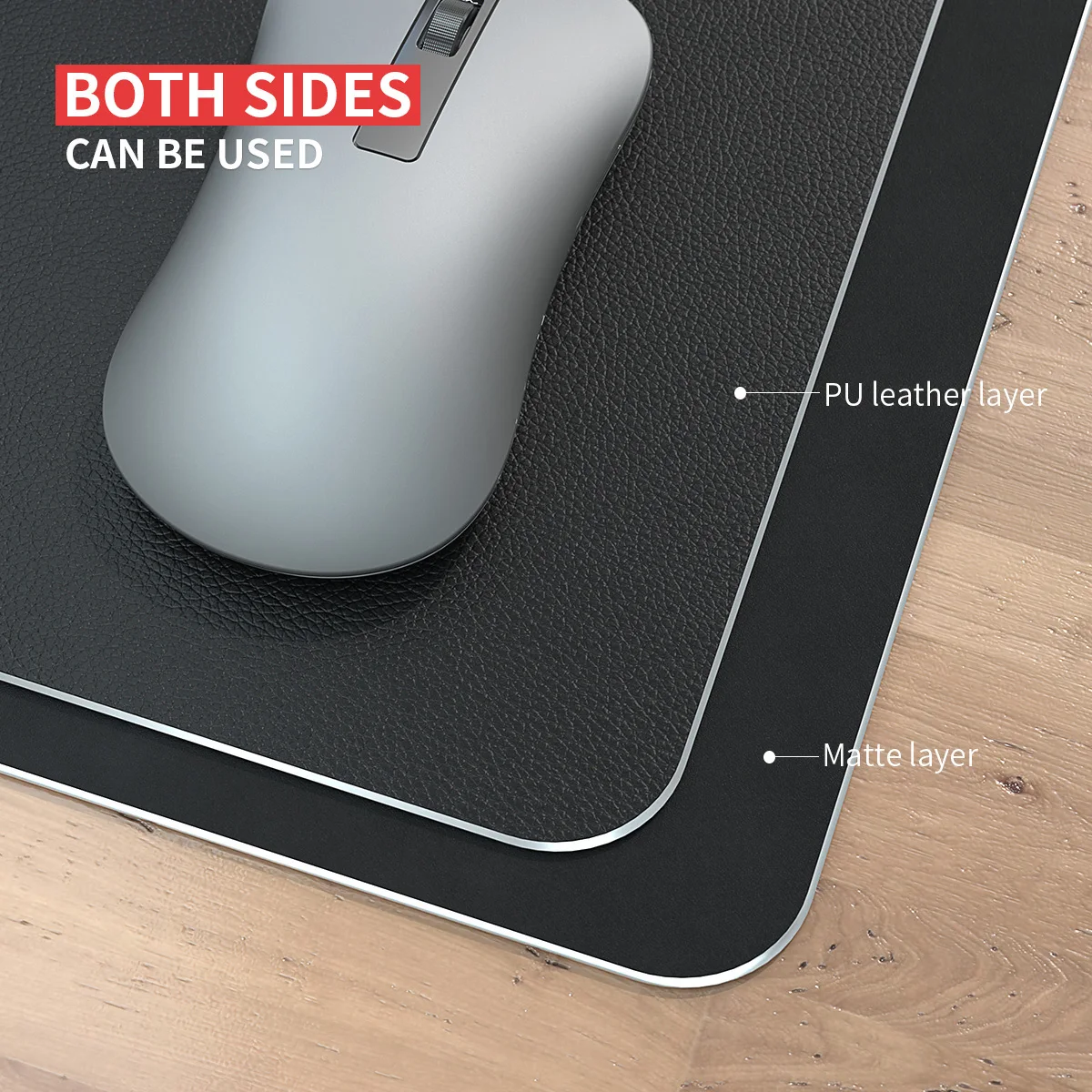 Metal Duro Mouse Pad com Anti-slip Pads Base de Alumínio pu Duplo Lado Disponível Lavável Fino Mousepad Transporte Rápido Pacote - Imagem 5