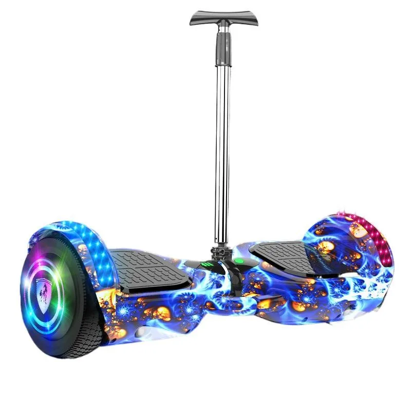 10 Inch Intelligent Electric Balance Vehicle With Hand Lever Children's Inflatable Luminous Wheel Dual Wheel Balance Scooter