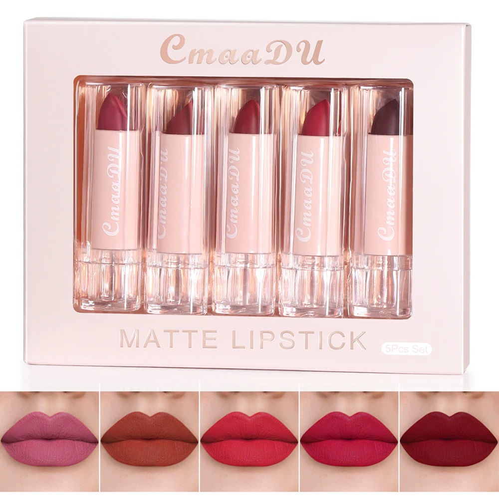 5pcs Lipstick Set, A Variety Of Colors To Choose From, Easy To Apply, Non-stick Cup, To Create Exquisite Makeup_voghion.com