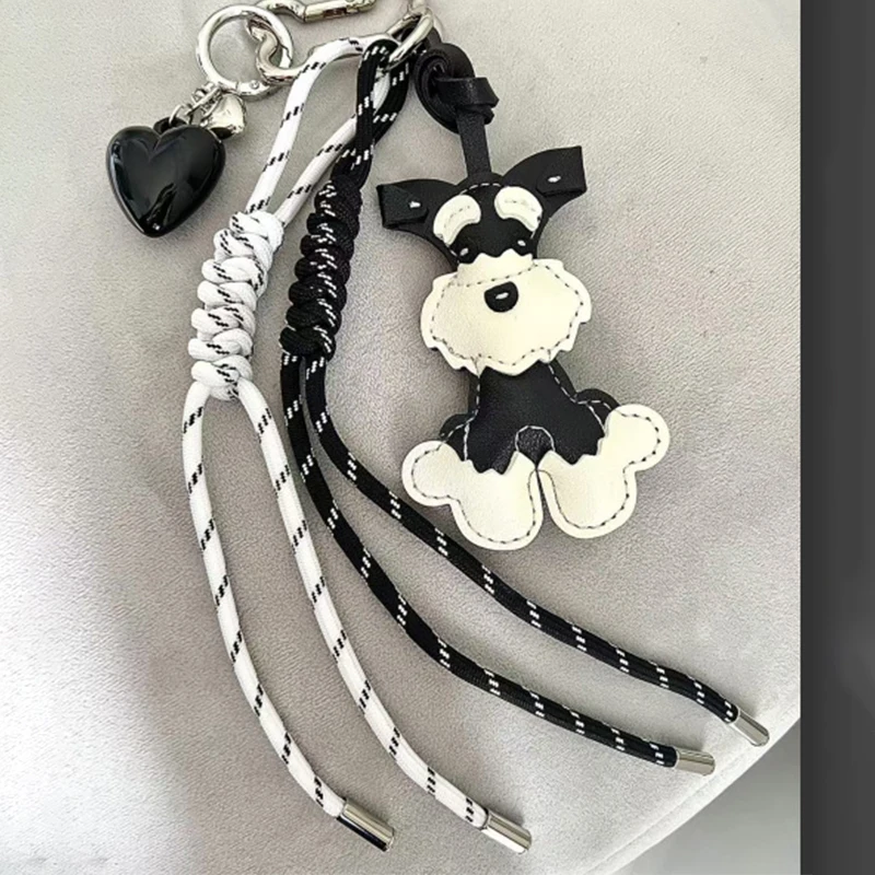 Leather Dachshund Bag Pendant Creative Keychain Lanyard bag Accessory Key Pendant Car Keyring Gift