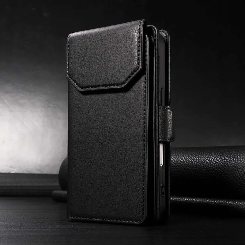 Premium Flip Leather Wallet Case with Multi-Card Zipper Cover