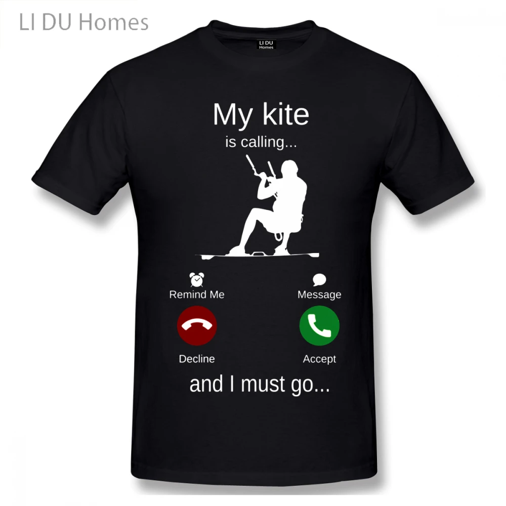

LIDU My Kite Is Calling And I Must Go Kitesurf T Shirts Women Man's T-shirt Cotton Summer Tshirts Short Sleeve Graphics Tee Tops