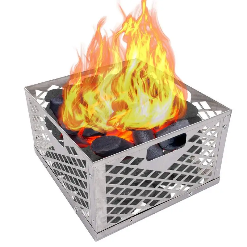 

Stainless Steel Charcoal Firebox Basket Offset Smoker Basket With Handle Rust Proof Stove Tool For Home Camping Hiking Cooking