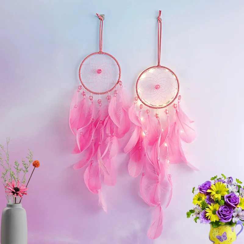 Современные розовые Ловцы снов, подвесной Декор для дома ручной работы, Ловец снов для девочек, аксессуары в виде ветра, подарки