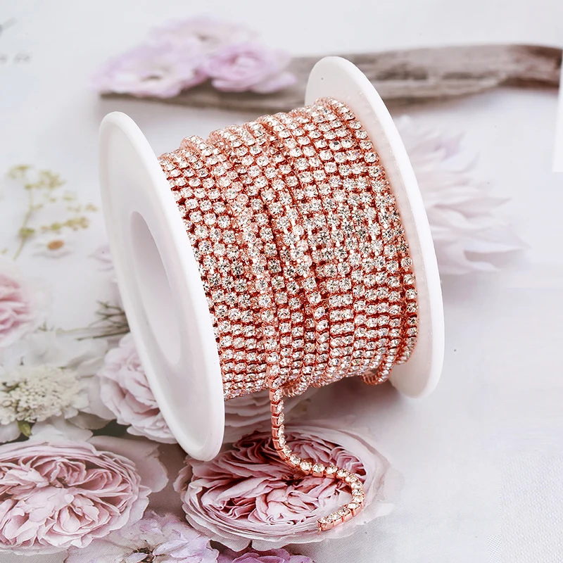 Vibrant Rhinestone Cup Chain with Colorful Base - Luxurious Sewing and Apparel Accessory