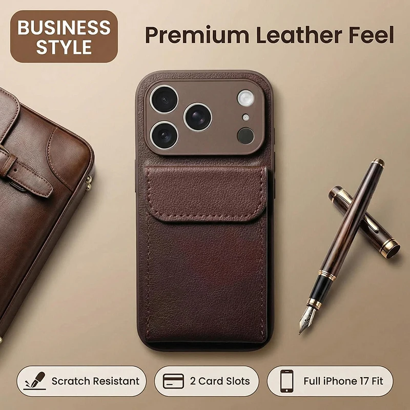 Sleek and Durable Synthetic Leather Clip-On Phone Case