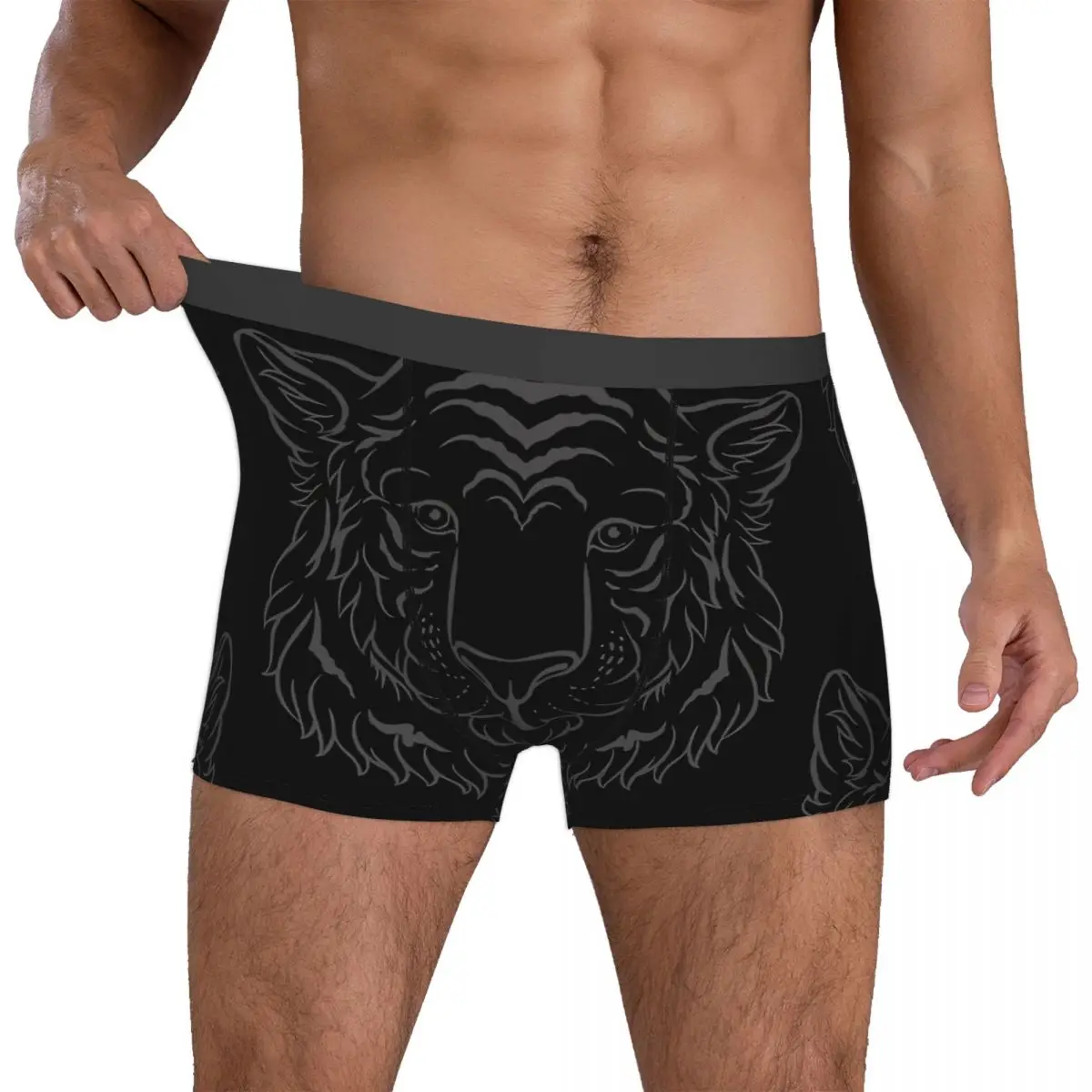 Dark Men Boxer Briefs Tiger Animal Lover Highly Breathable Underpants Top Quality Print Shorts Gift Idea 4