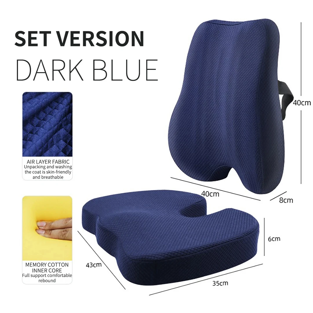 Memory Foam Waist Back Support Pillow Seat Cushion Set Orthopedic Ergonomic Coccyx Relief Hip Lumbar Pad for Office Chair Car 6