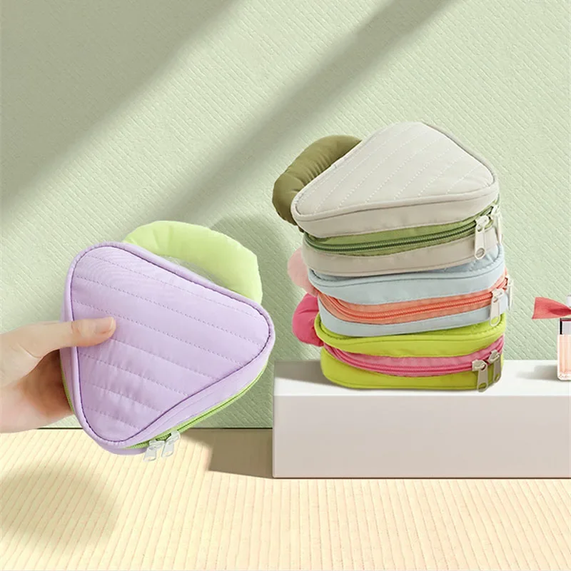 Fashion Triangle Makeup Bag Large Capacity Storage Bags Portable Contrast Color Handbag Women Travel Beauty Wash Cosmetic Bags