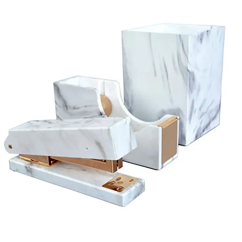 

Мраморный степлер, сверхмощный Настольный степлер, канцелярские принадлежности для переплета, диспенсер для ленты, резак, ручка, контейнер, держатель, набор канцелярских принадлежностей