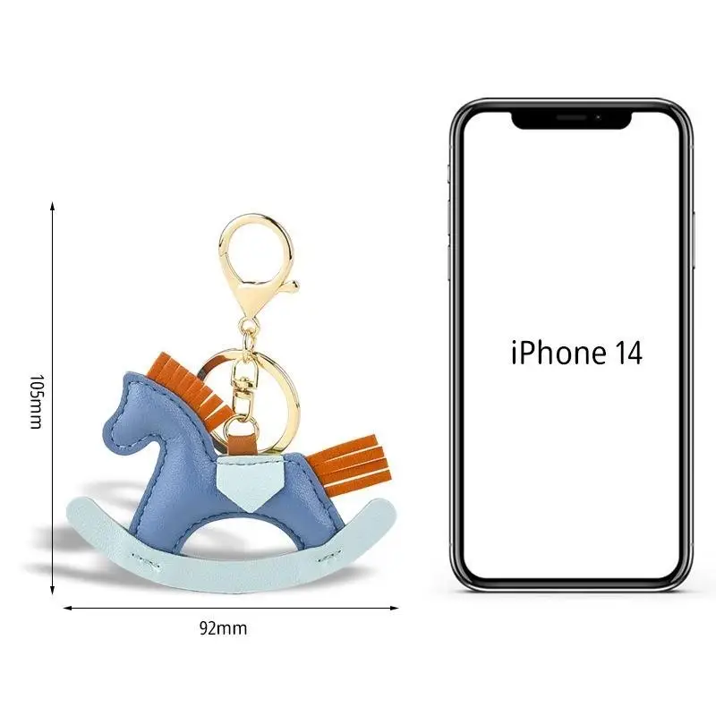 Charming Cartoon Pony Keychain Leather Rocking Horse Pendant Gift