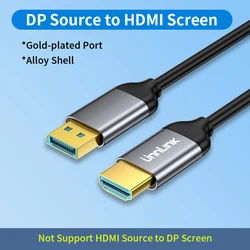 4K60Hz DisplayPort to HDMI Cable for Laptops, PCs, TVs, and Projectors (Black)