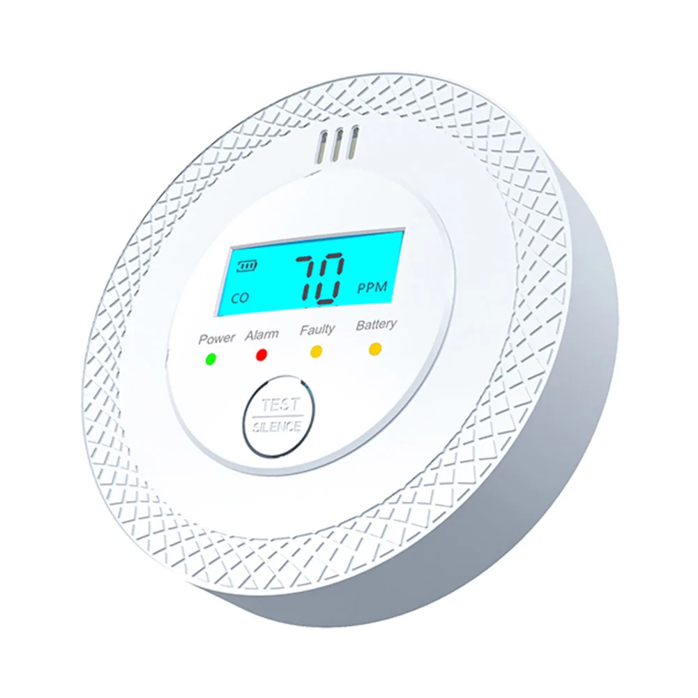 CO Alarm Sensor 85dB High Sensitive Warning Carbon Monoxide Alarm Detector Battery Powered