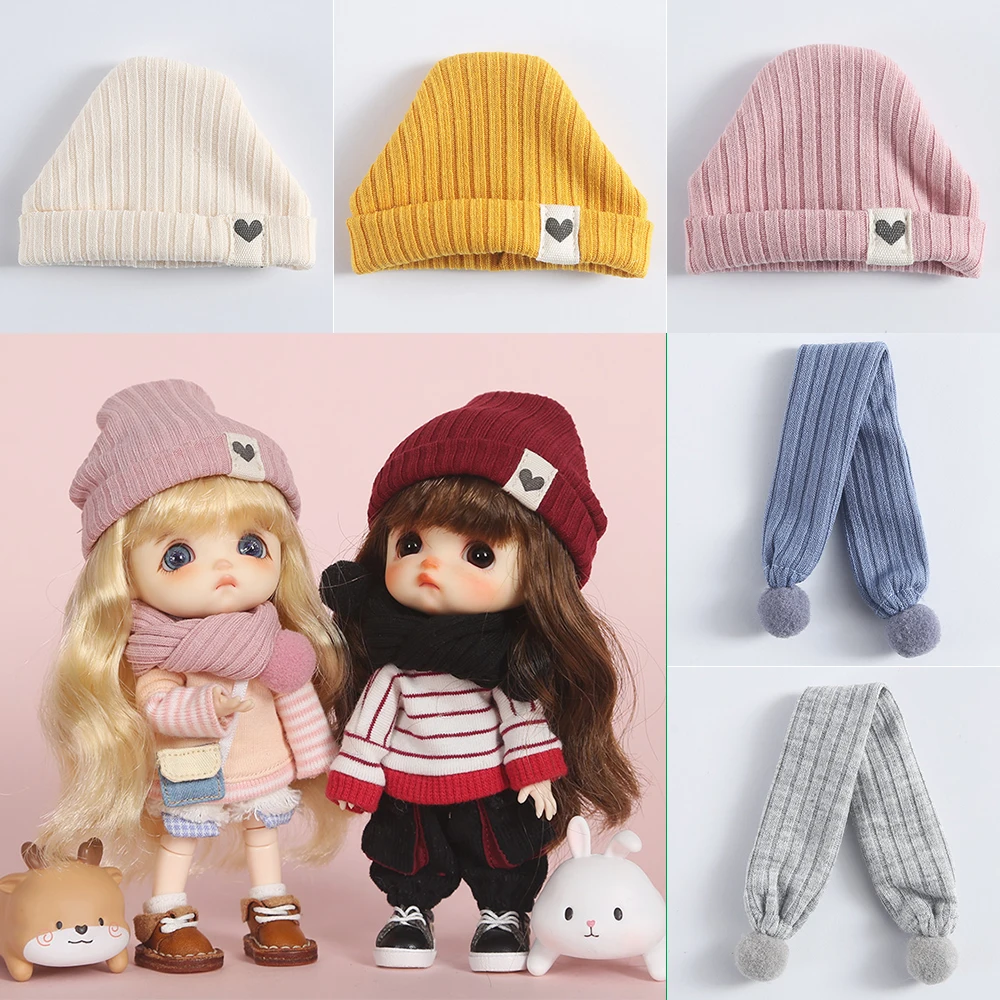 

Ob11 Baby Dolls Clothes Fashion Doll Knit Hat Scarf Doll Accessories For Obitsu11, Molly, Ob11, Molly, Gsc, 1/12 1/8Bjd Doll