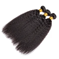 32 Inch Peruvian Kinky Straight Human Hair Bundles Bulk Remy Hair Extensions Soft Yaki Straight 100% Human Hair Weave Bundles 2
