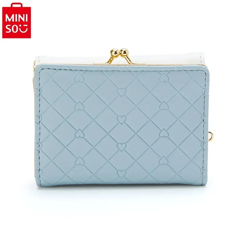 MINISO 2024 New Hello Kitty Fashion Women's PU Casual Short Wallet Sanrio Cartoon Jade Guigou Zipper Buckle Card Bag