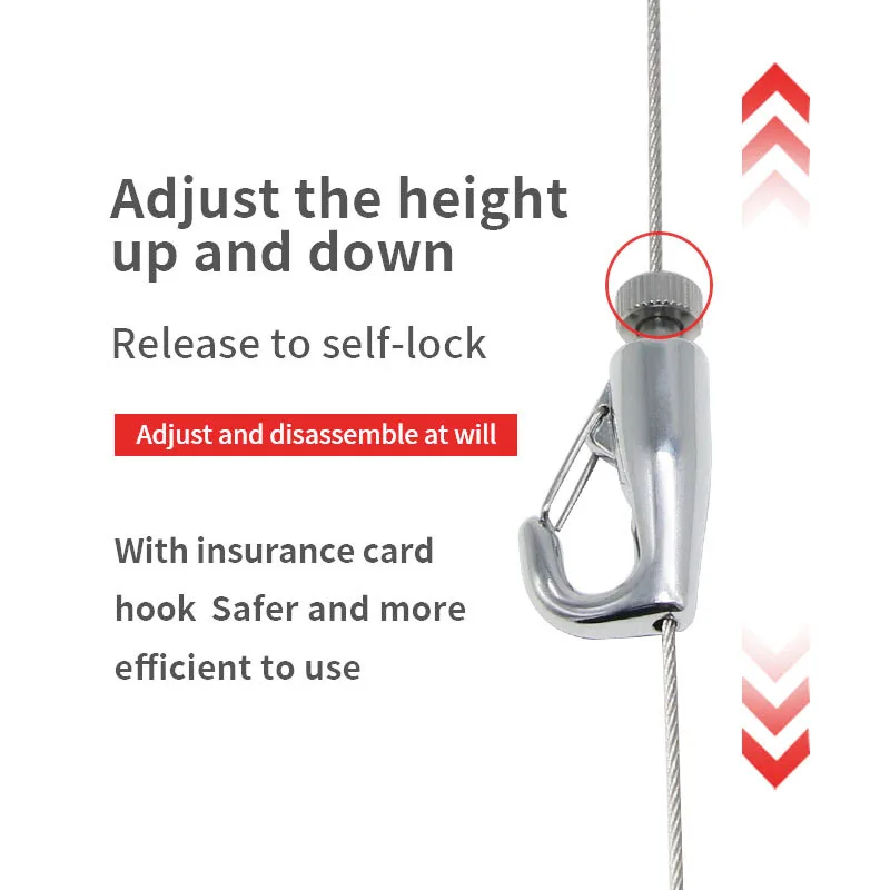 Description Picture 6 of item2pcs Picture Hanging Hooks Adjustable Hook Automatic Locking Function Used To Grab Cable Steel Wire Rope Accessories