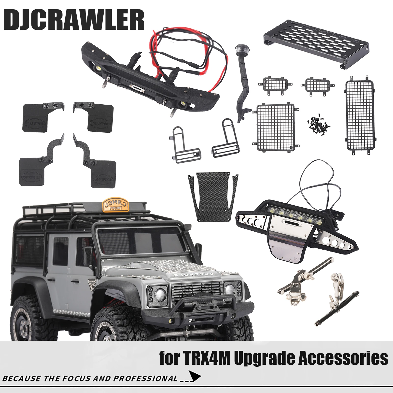 

DJ 1/18 KIT Accessories Window Net Anti-scratch Strip Chassis Armor Hood for TRX-4M Defender Modified Car TRX4M Upgrade Parts