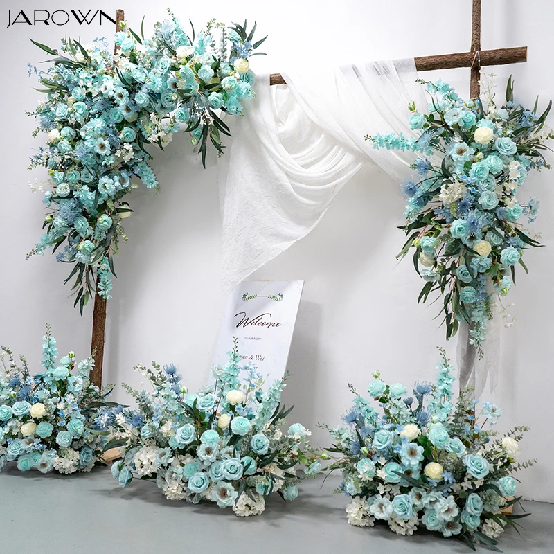 

Голубая серия, Цветочная композиция, индивидуальная Цветочная дорожка для свадебной вечеринки, праздничного торжества, фона, настенные украшения