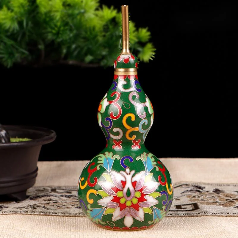 

Chinese Style Home Decoration Cloisonn Copper Gourd Twisted Enamel Desktop Ornaments Living Room Study Handmade Crafts