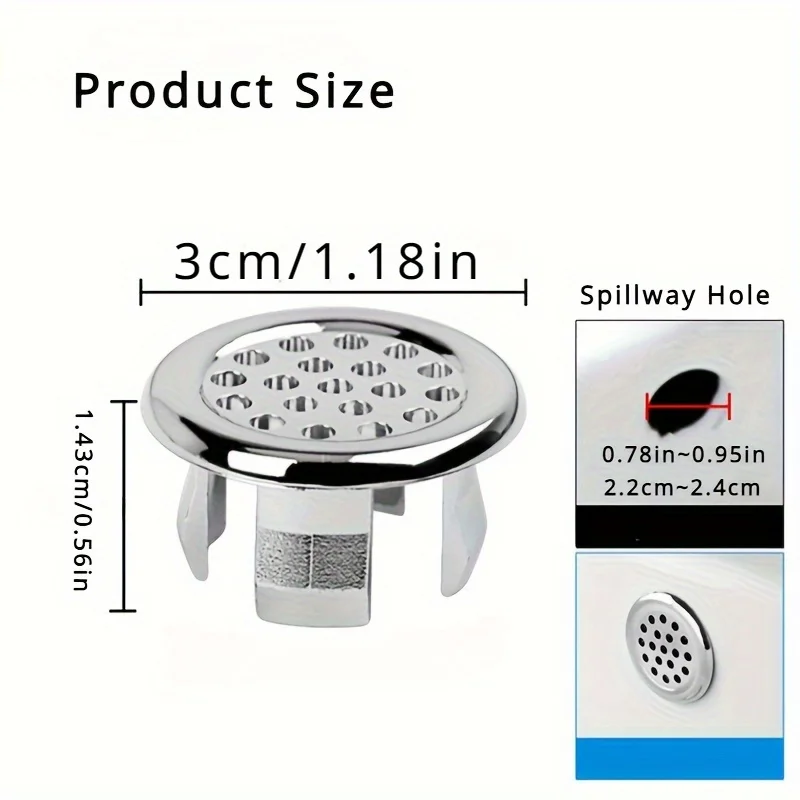 4pcs Bathroom Kitchen Basin Sink, Overflow Cover Ring Insert Replacement, Hole Round Drain Cap, Basin Accessory