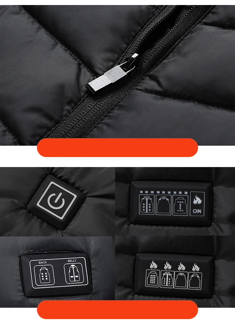 High Quality Smart Safety Outdoors Heated Vest Coat Jackets Men's Women's Heating USB Electric Jacket Warm Clothing Plus Size