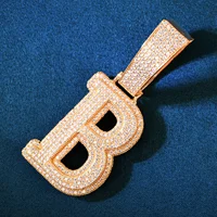 Collier Hip Hop personnalisé à double couche avec pendentif lettre unique, serti de zircons CZ, pour homme et femme, chaîne personnalisée, bijoux personnalisés, lettre unique A-Z 6