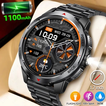 LIGE New 1100mAh Battery Smart Watches For Man Outdoor Sport LED Flashlight Compass Men’s Smartwatch Bluetooth Call Men Watches 1