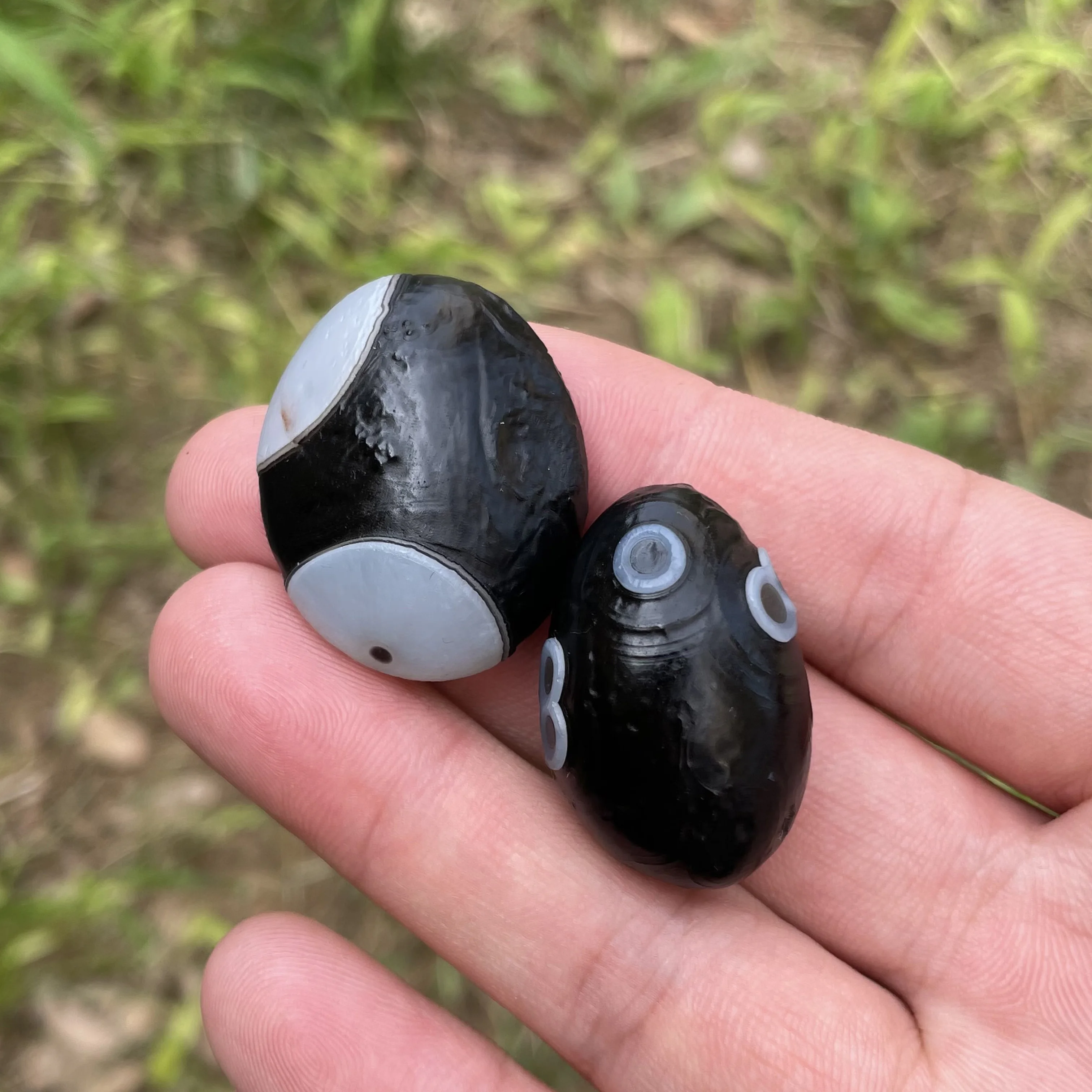 そしじ水晶×ブラックリビアングラス Natural Gobi Black Agate Sardonyx Eye Rock Unpolished