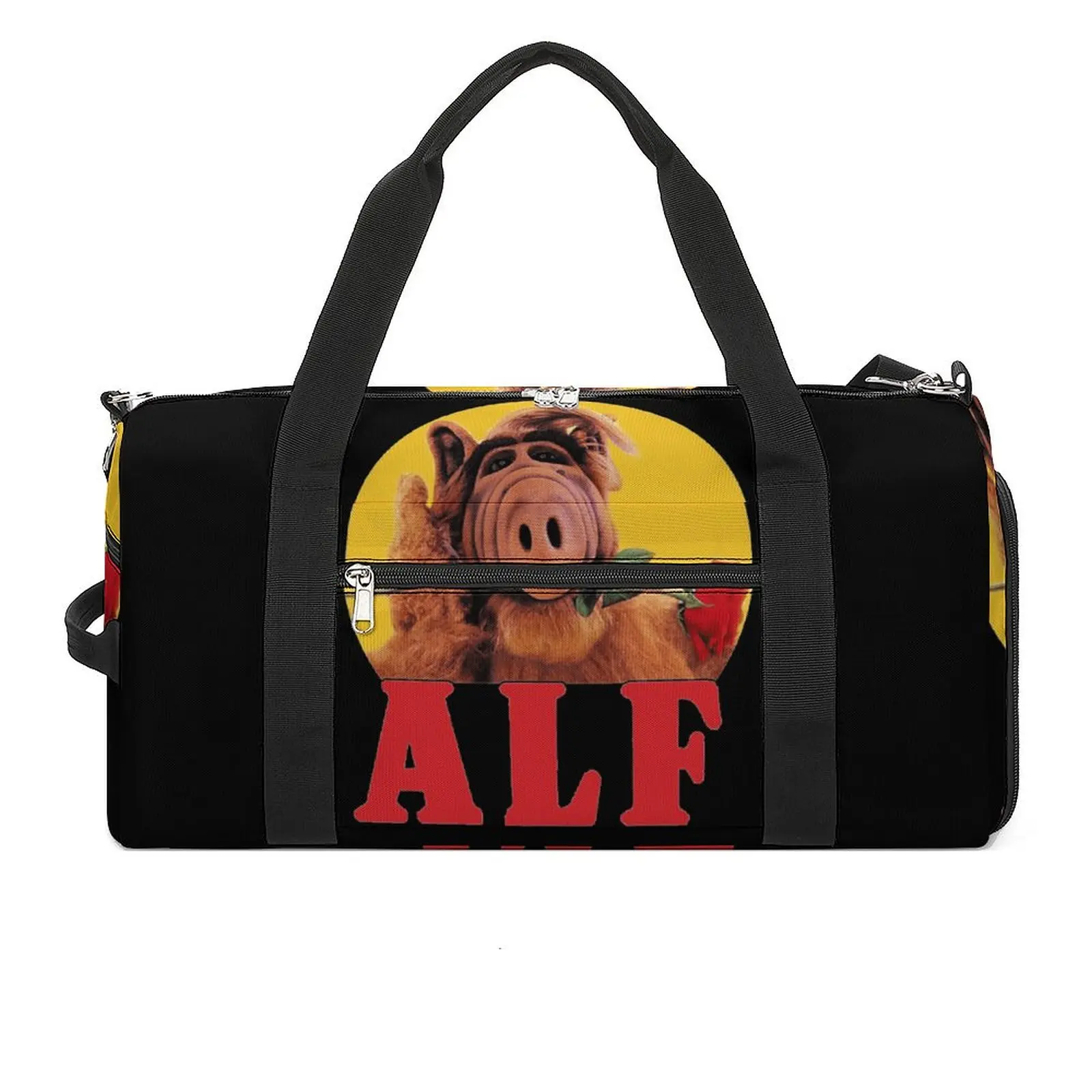 

Alf Sports Bags Funny Animal Swimming Gym Bag with Shoes Cute Handbags Men Printed Weekend Fitness Bag