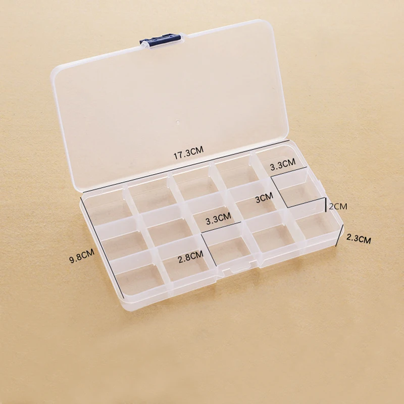 15 Grids Combined Transparent Desktop Organizer Pencil Box Plastic Desk Storage Box Classification School Office Stationery
