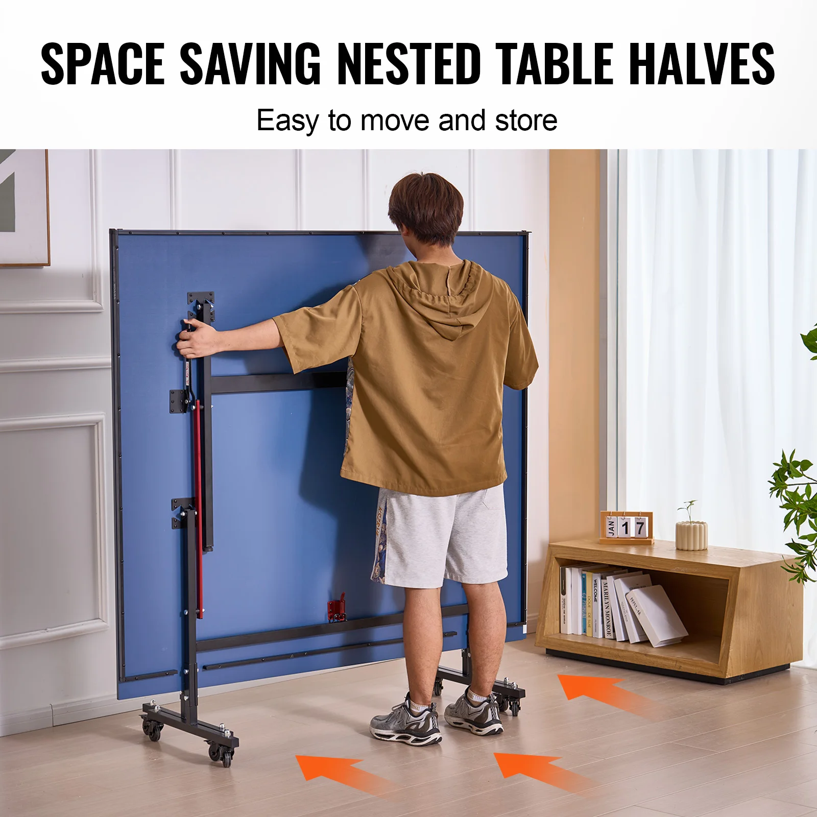 SucceBuy Ping Pong Table Professional Table Tennis Game Indoor MDF Portable Table Tennis Table Foldable Ping Pong Table with Net