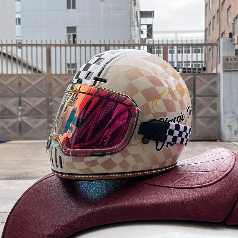 

ORZ retro motorcycle helmet, men's and women's full helmets, interchangeable windshields