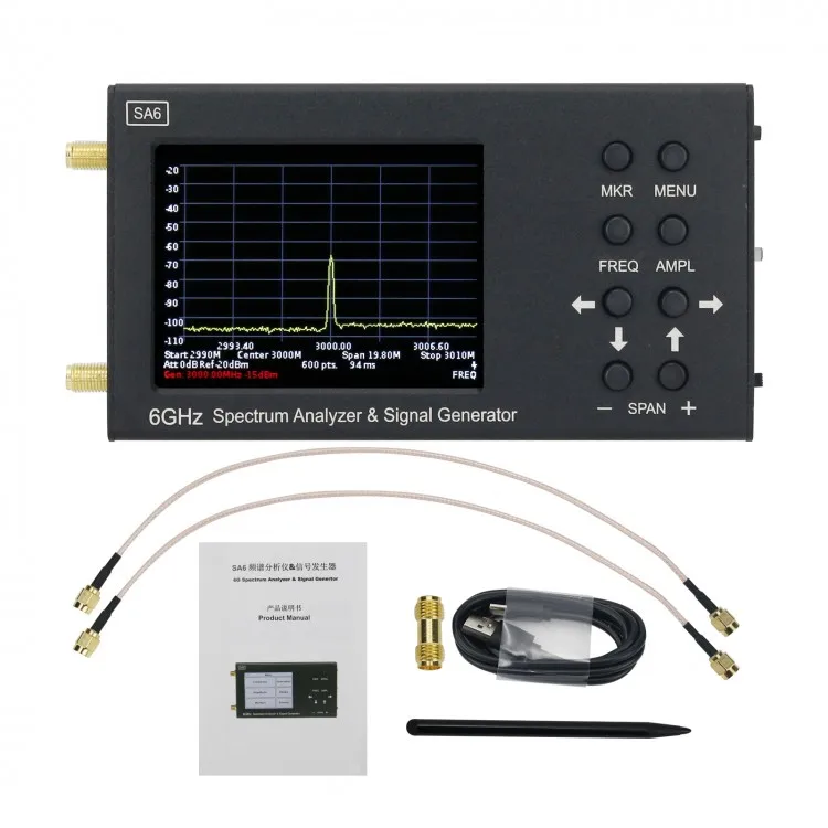 

SA6 35-6200MHz 3.2" Lcd Display 6GHz Portable Digital RF Spectrum Analyzer with Signal Generator