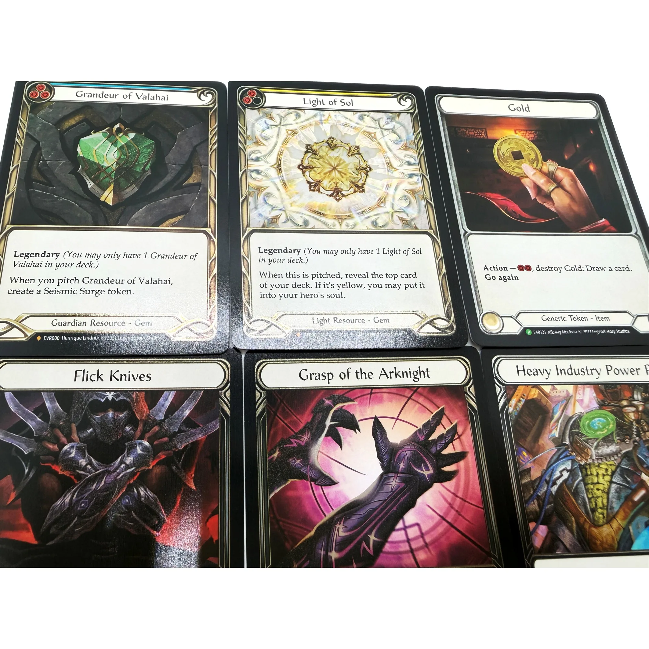 플레시 앤 블러드 TCG FAB 페이블드 & 저그 프로모션 세트 라이트 오브 솔, 그랜드르 오브 발라하이, 헤비 인더스트리 파워 플랜트 - DIY 프록시 카드
