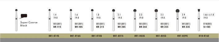 Lodden 10 stücke Dental Diamant bohrer 27 Größen 1,6mm für Hoch geschwindigkeit shand stück schwarze Ringe Super Grob werkzeuge Zahnmedizin Schleif bohrer,bohrmaschine – Detail 2