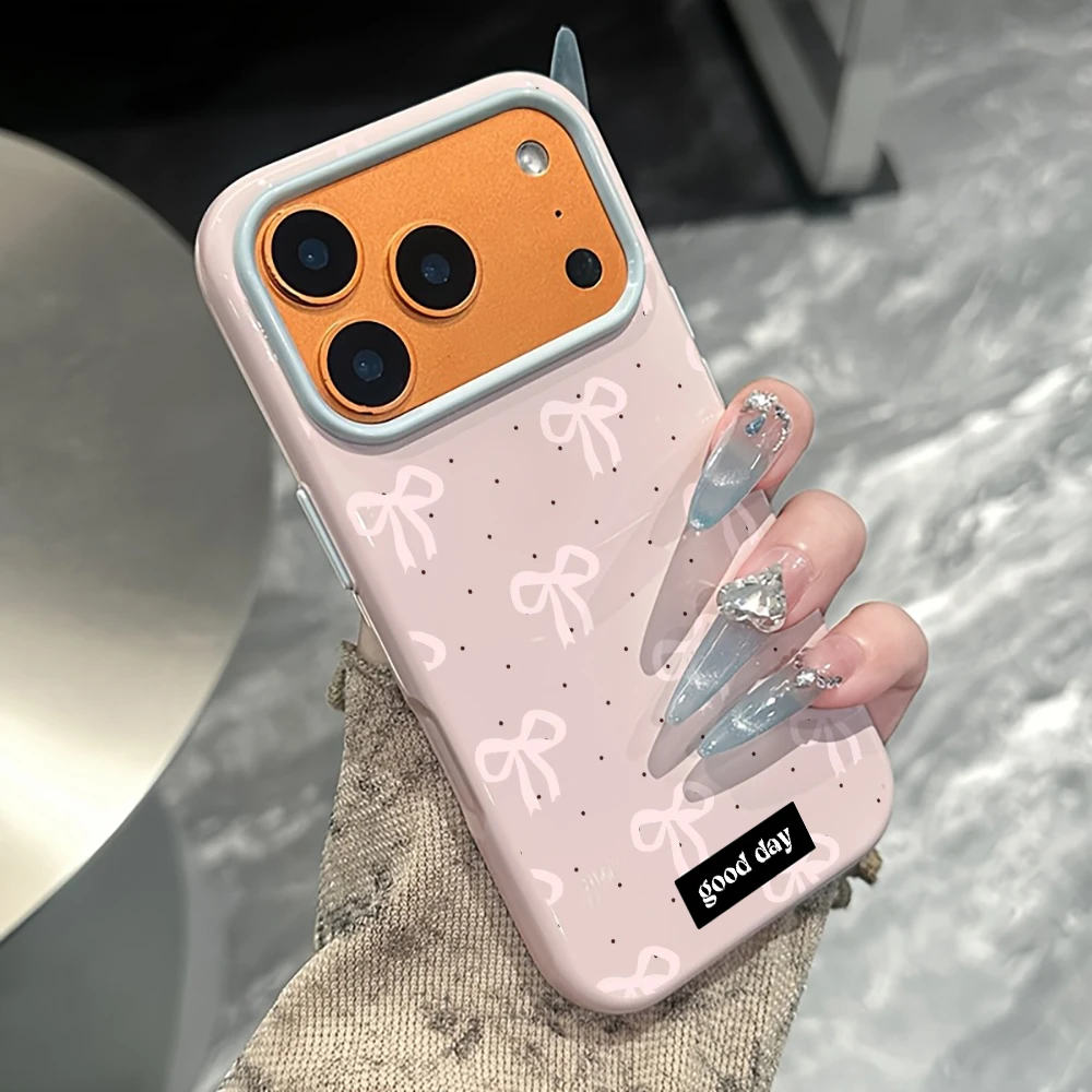 Chic Dopamine Pink Polka Dot Bow Phone Case - Soft Silicone TPU Cover
