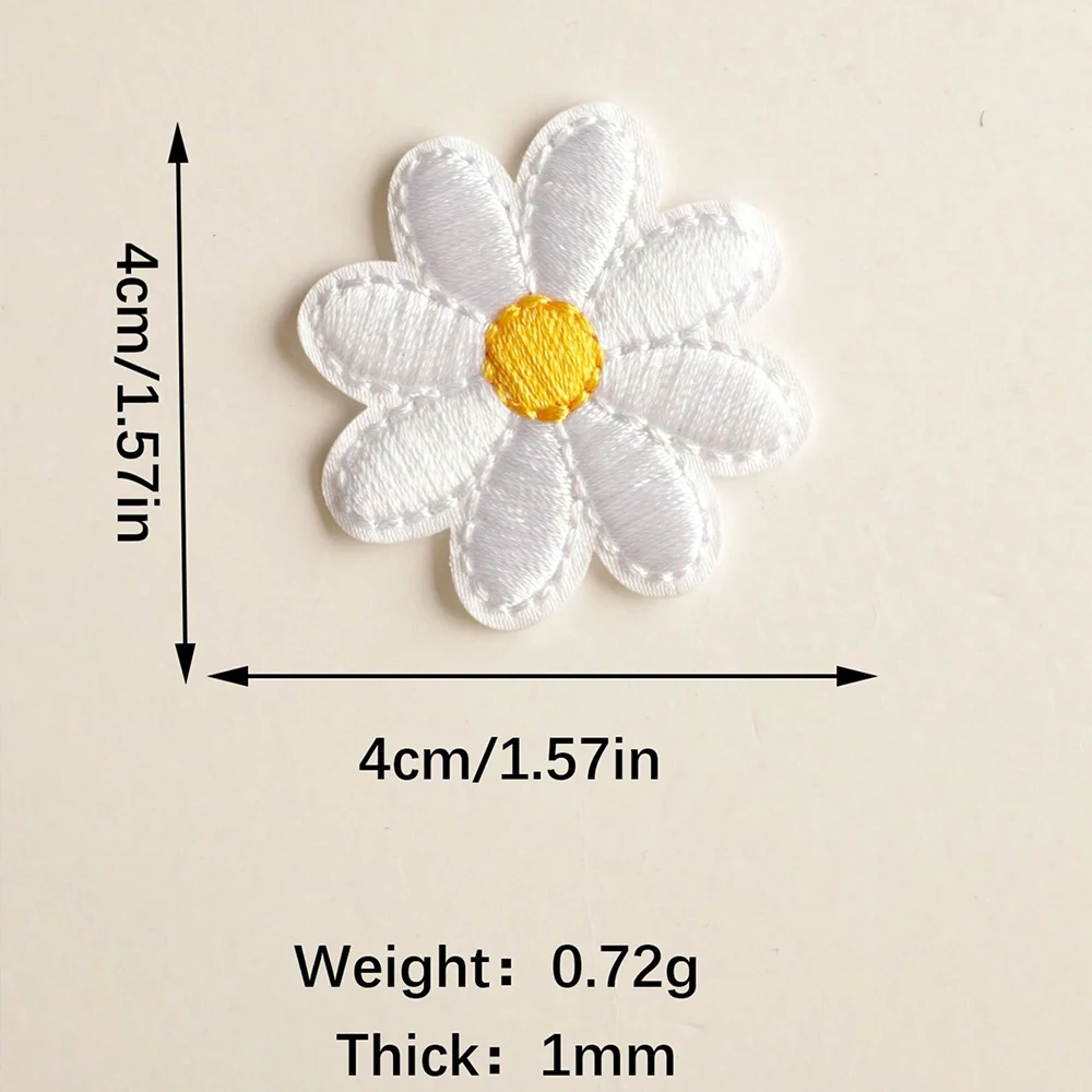 10개 데이지 꽃 패치 옷, 청바지, 가방, 모자, 신발용 해바라기 자수 패치 DIY 바느질